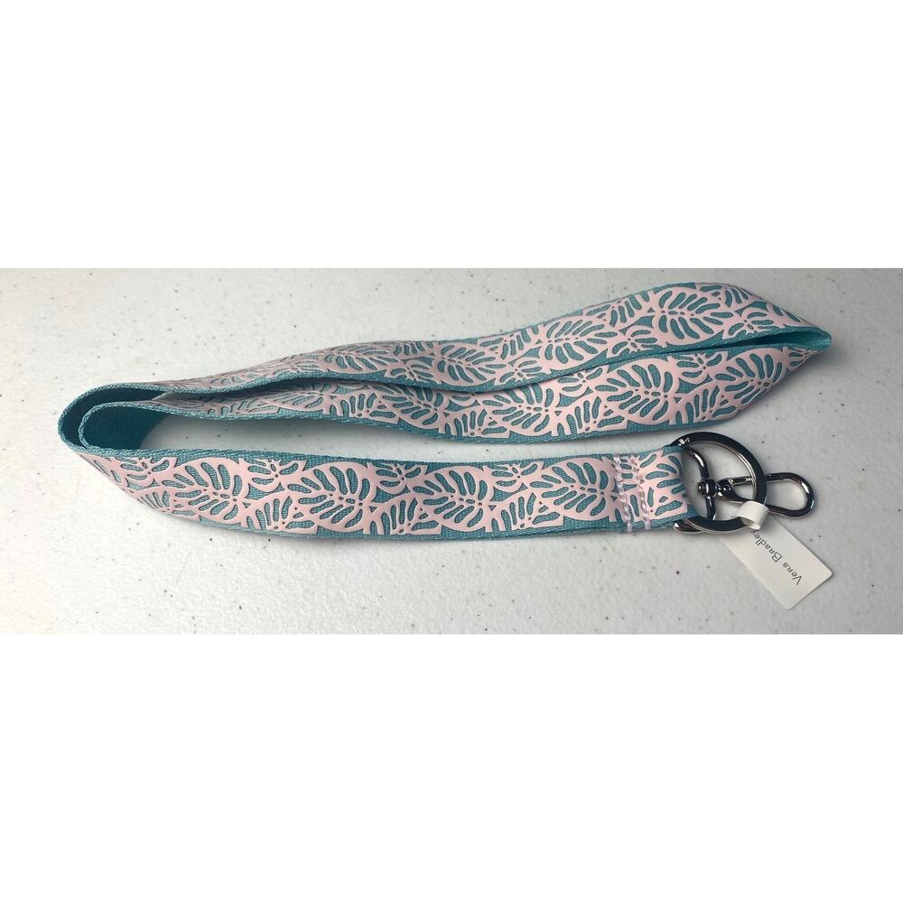 Vera Bradley Rainforest Canopy Light Teal Pink Wide Lanyard NWT - Picture 1 of 9